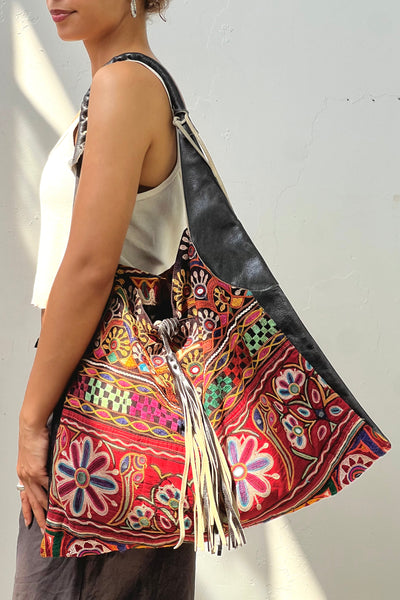 Anna Corinna Embroidered and Leather Foly + Corinna Bag, view 3