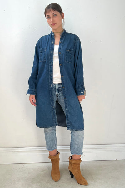 Calvin Klein Denim 80s Shirt Jacket or Dress Vintage