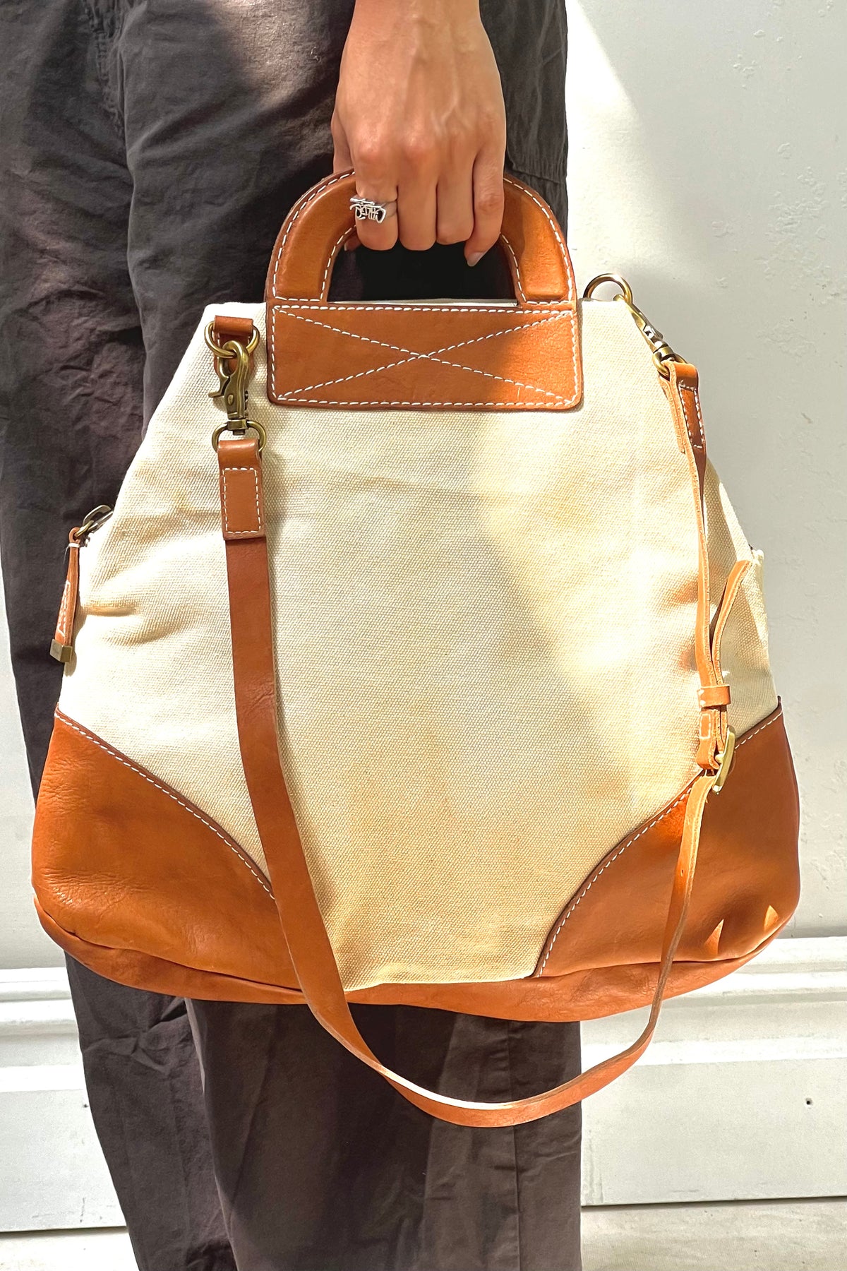 Anna Corinna Foly + Corinna Leather Canvas Tote Bag