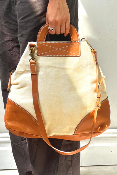 Anna Corinna Foly + Corinna Leather Canvas Tote Bag