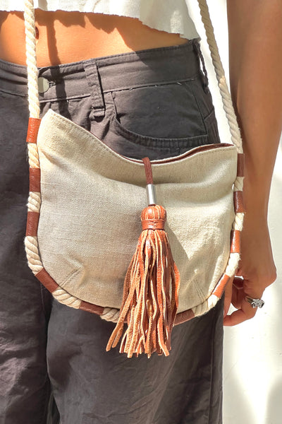 Anna Corinna Leather and Canvas Crossbody Foly + Corinna Bag, view 2