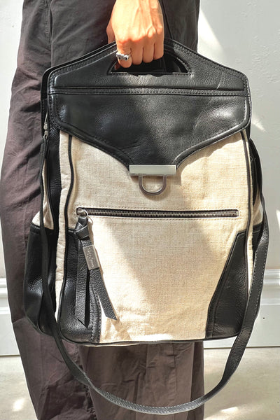 Anna Corinna Leather and Canvas Oversize Tote Foly + Corinna, view 2