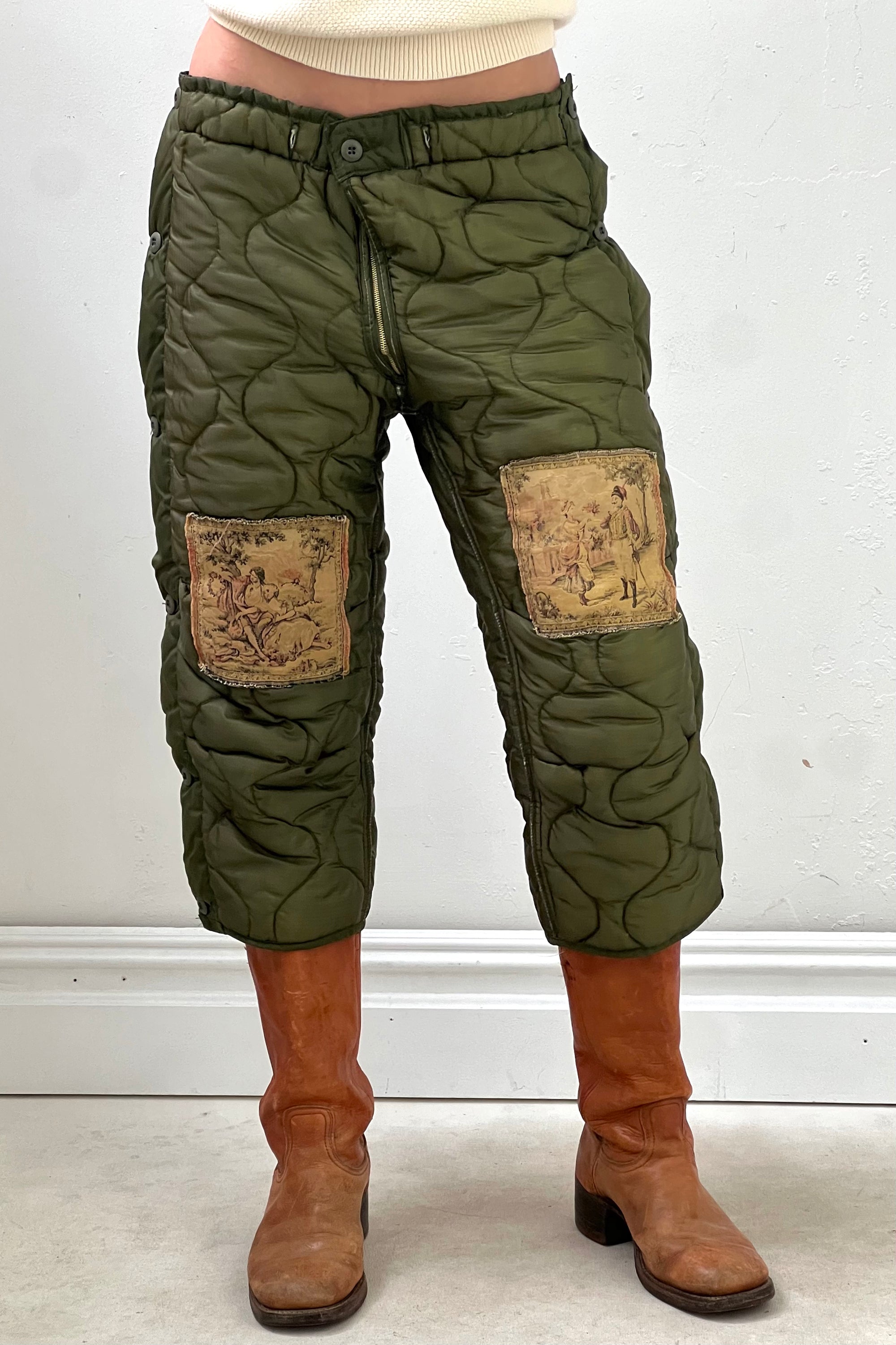 Anna Corinna Reworked Vintage Quilted and Patched Army Pants