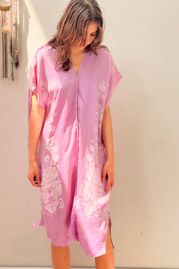 Anna Corinna Reworked Vintage Lilac Silk Smock Dress, Silk