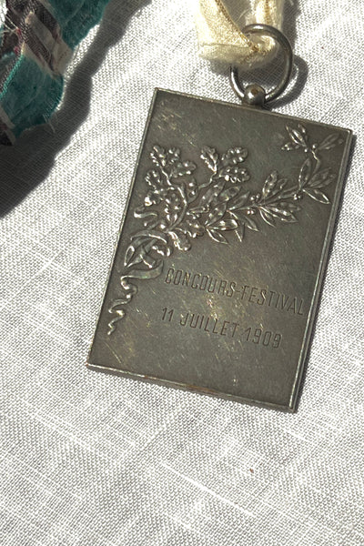 Vintage Sterling Silver Winged Angel 1909 Pendant, view 3