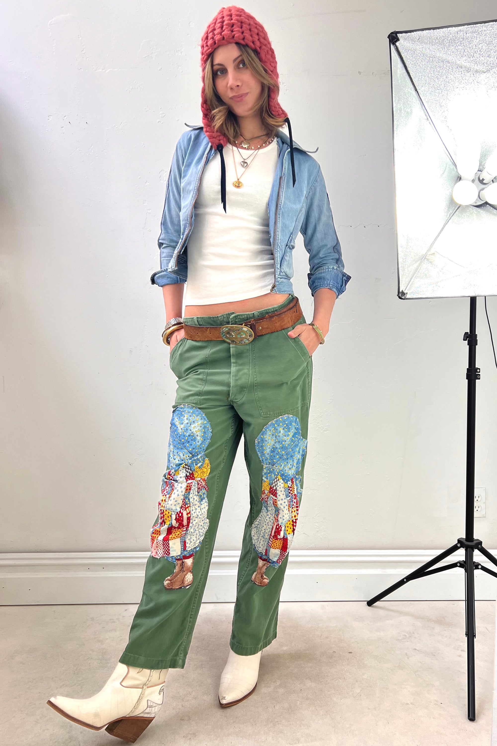 Anna Corinna Reworked Vintage Holly Hobby Patched Army Pants