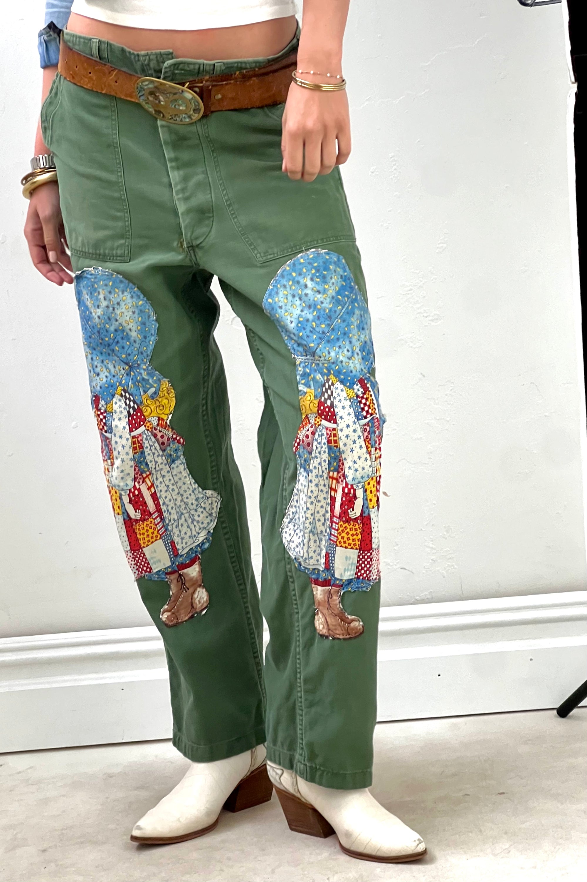 Anna Corinna Reworked Vintage Holly Hobby Patched Army Pants