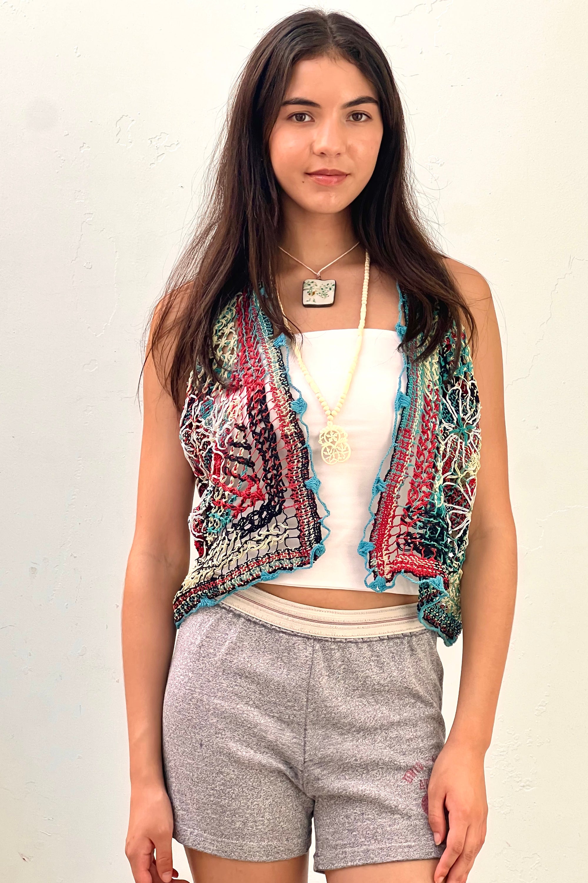 Anna Corinna Reworked Vintage Hand Crocheted  Vest