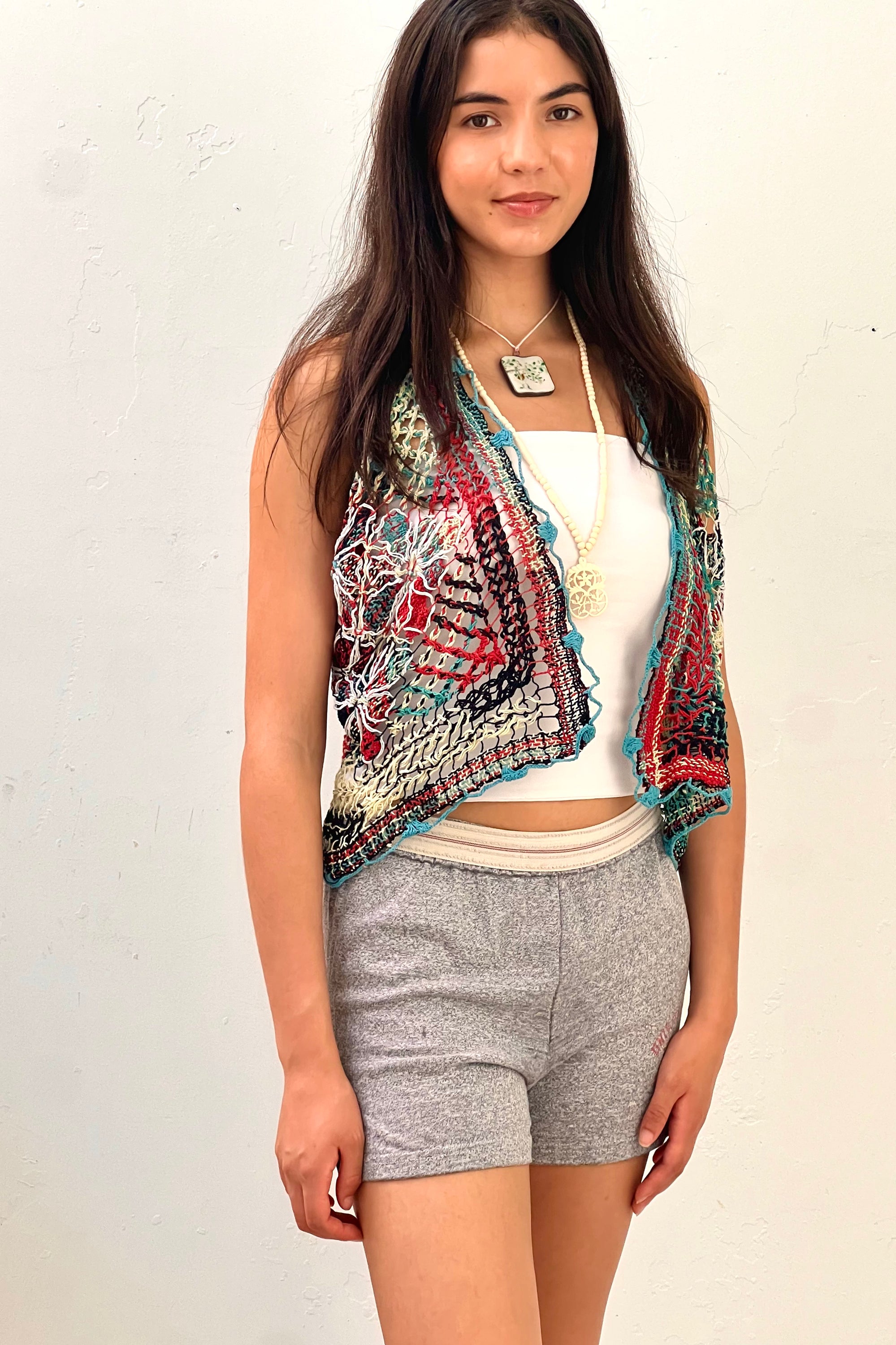 Anna Corinna Reworked Vintage Hand Crocheted  Vest