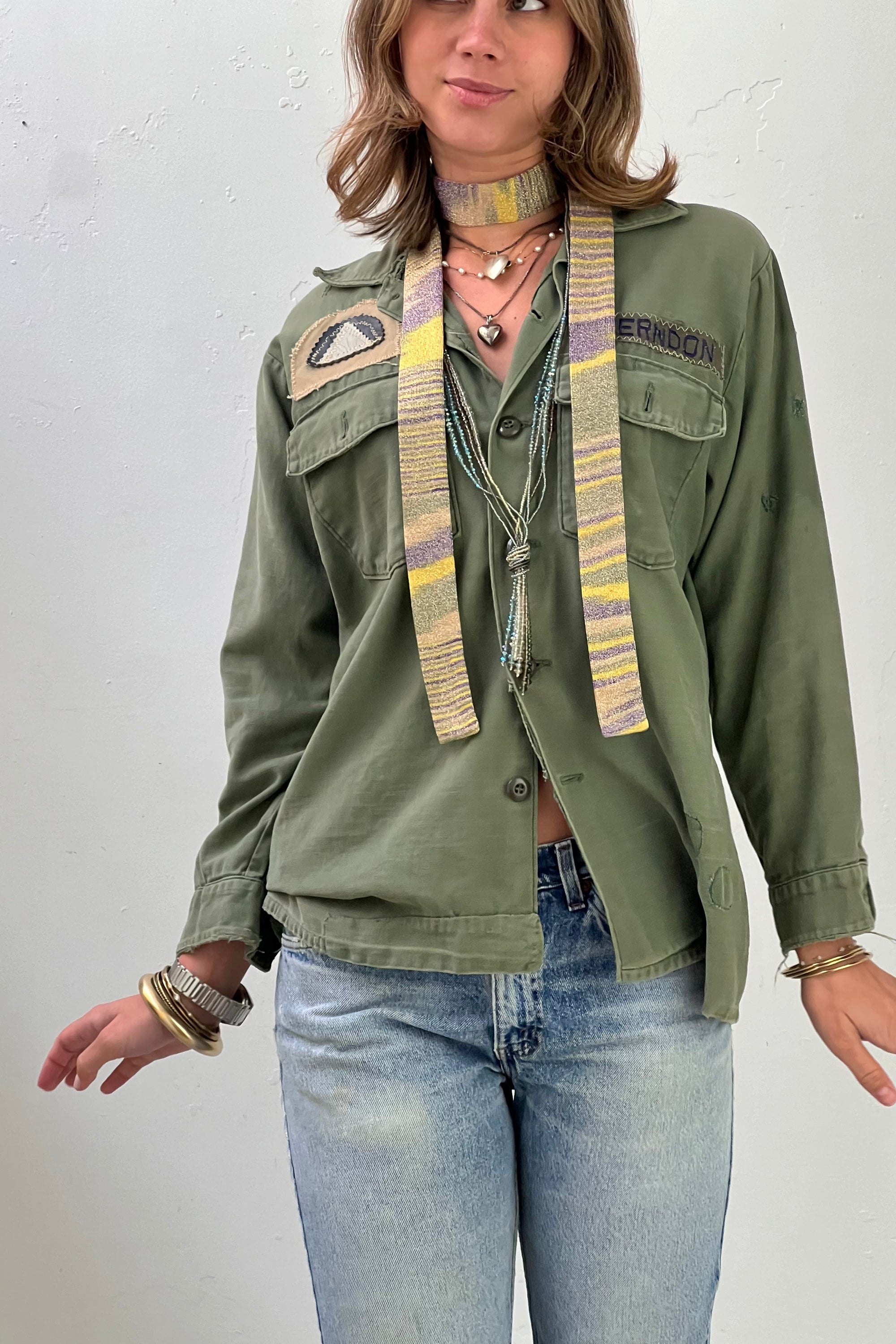 Anna Corinna Reworked Vintage Army Sergent Button Down Shirt