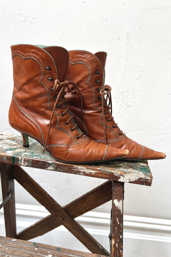Vintage Paul Smith for Emma Hope Kitten Heel Booties Women's 37 1/2, 6 1/2