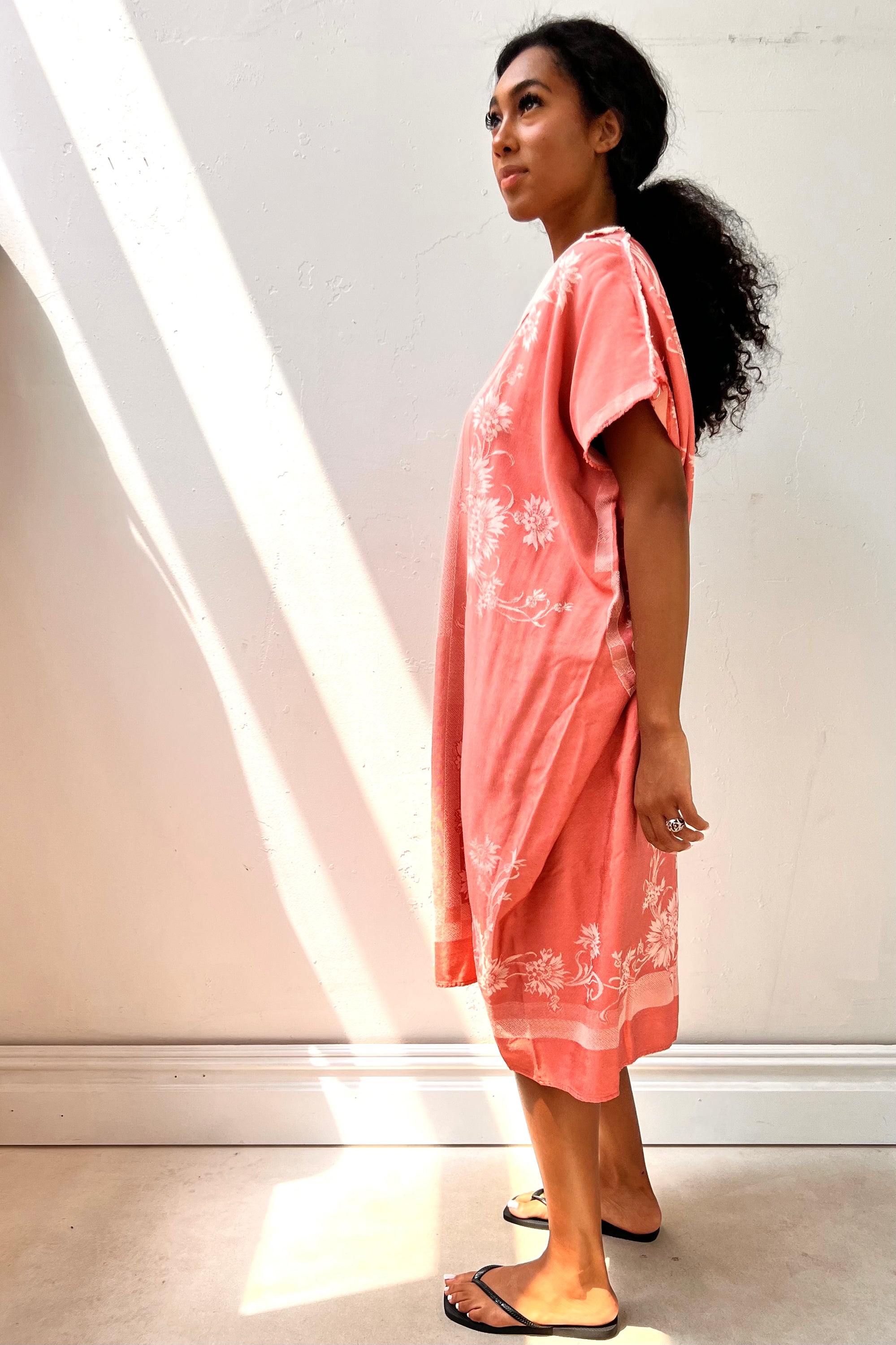 Anna Corinna Reworked Vintage Blush Damask Smock Dress