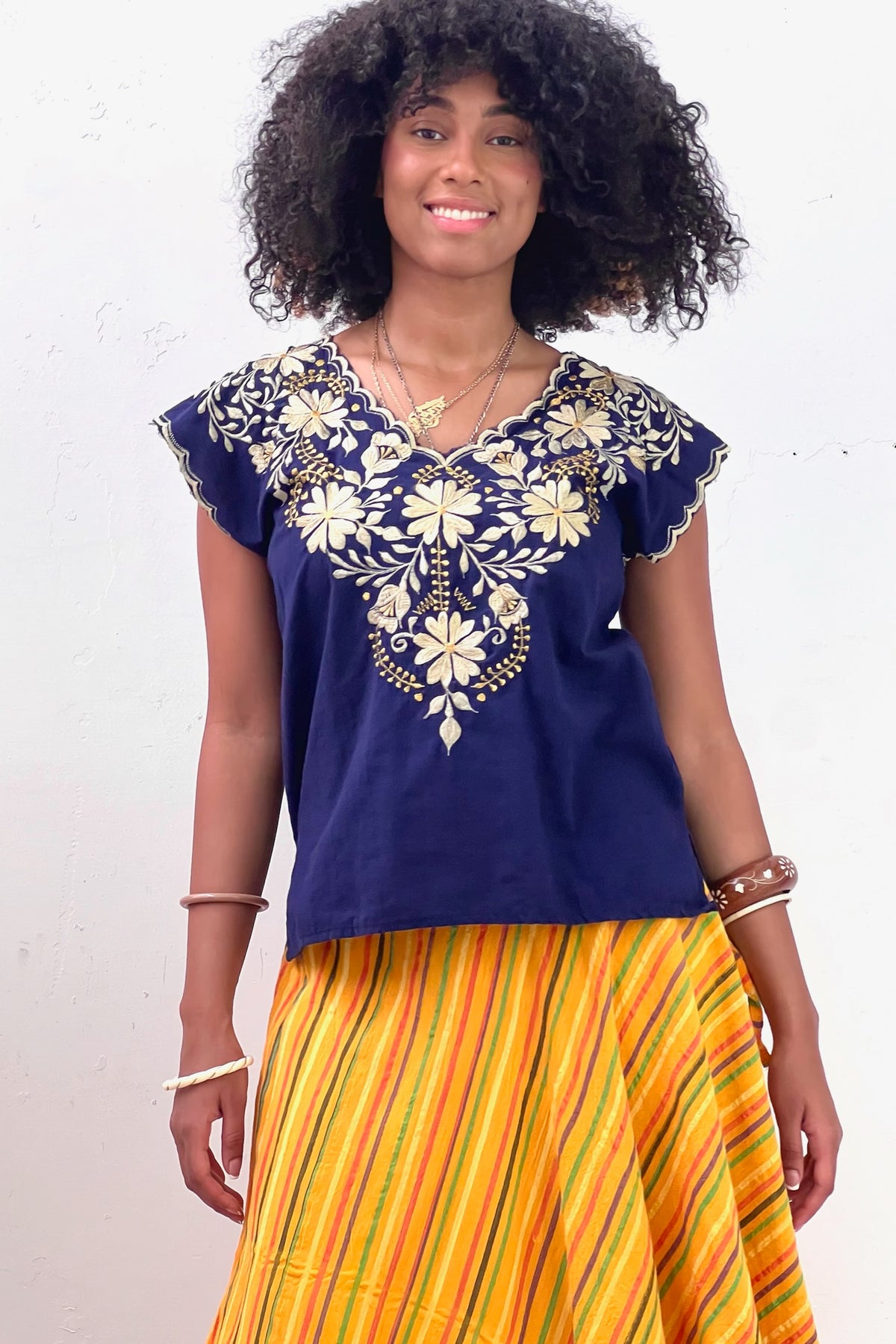 Vintage Embroidered Mexican Top, Cotton