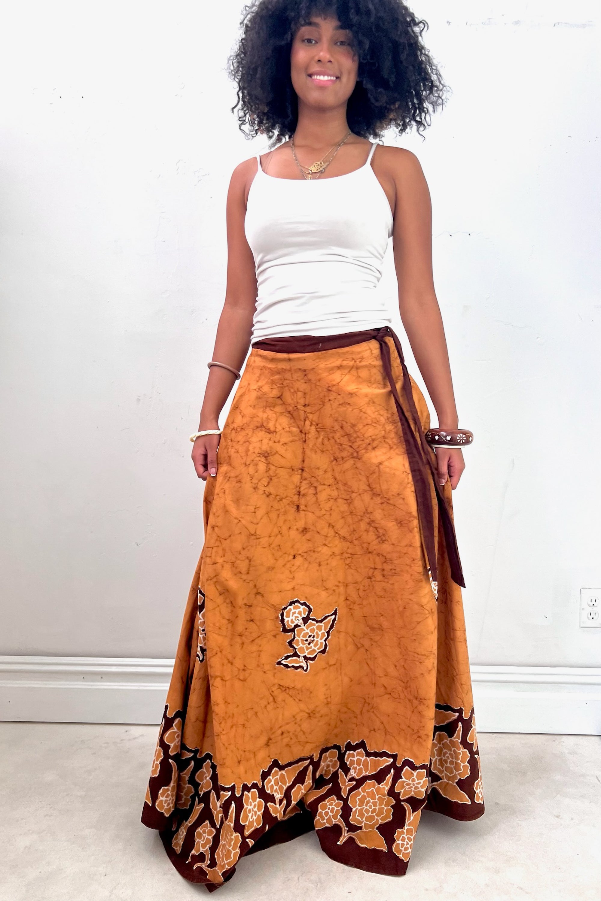 Vintage Batiq Wrap Around Maxi Skirt