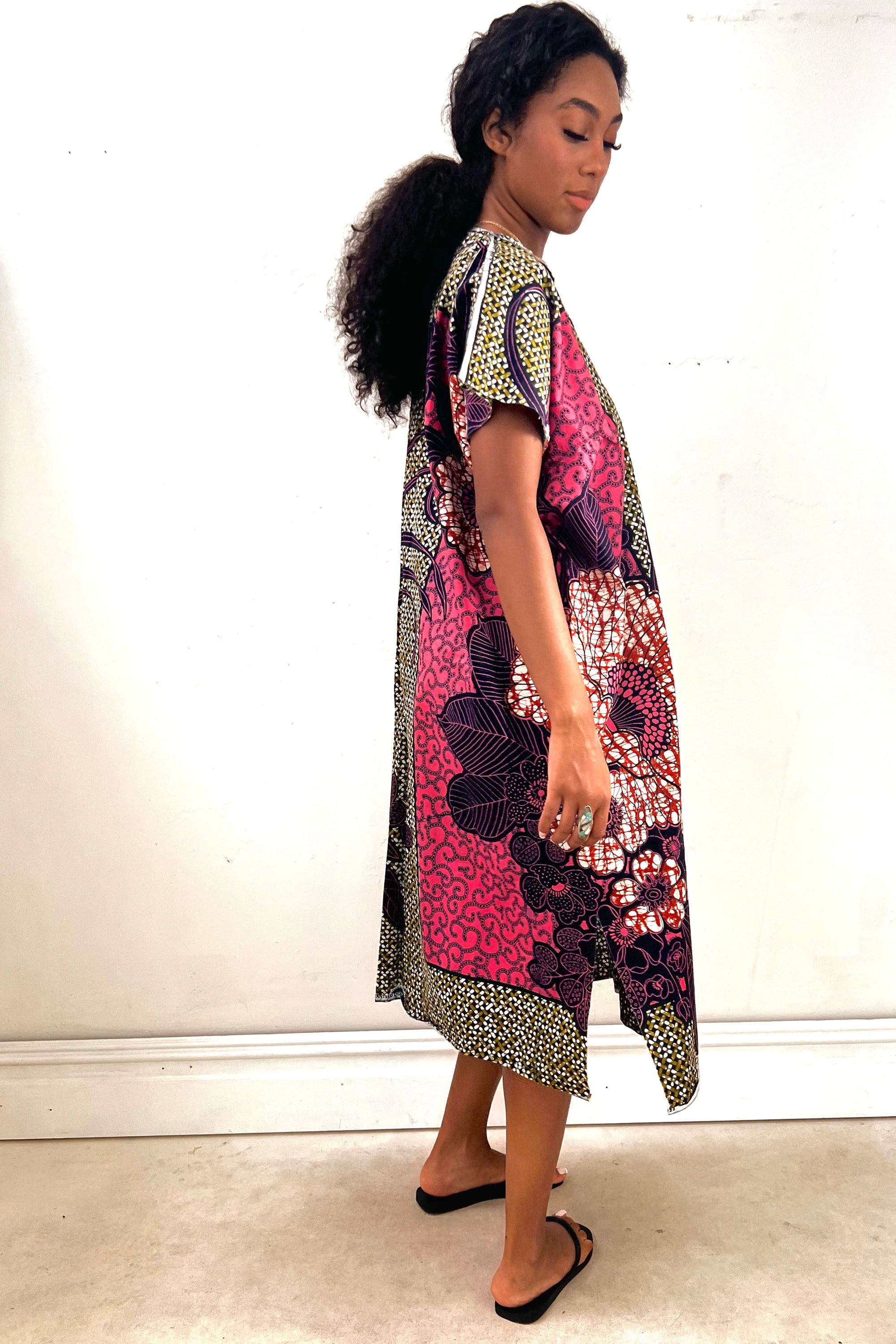 Anna Corinna Reworked Vintage Cotton Print Maxi Smock Dress