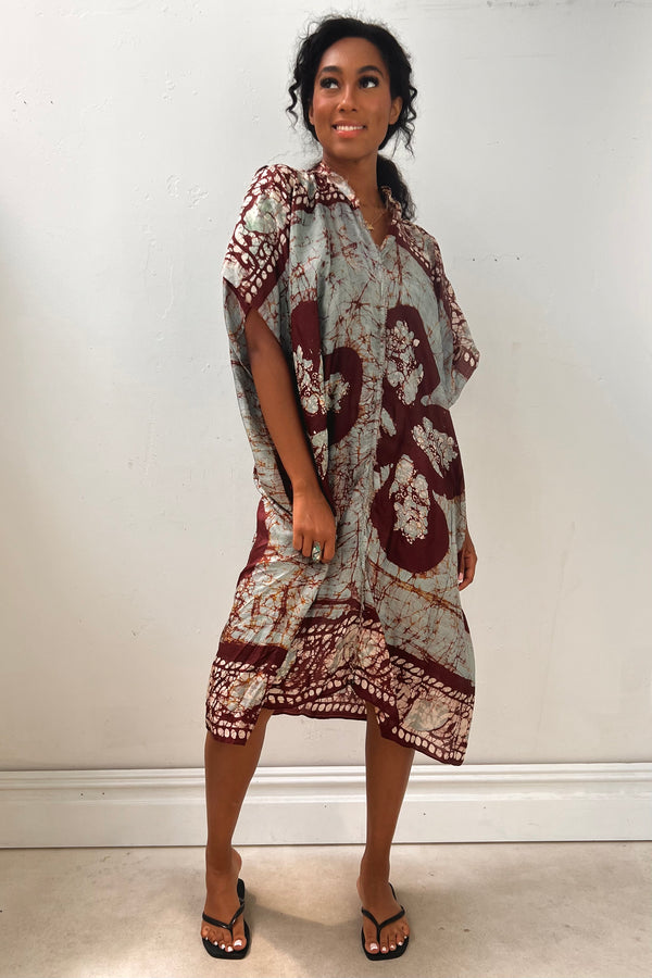 Anna Corinna Reworked Vintage Silk Batiq Smock Dress, Silk