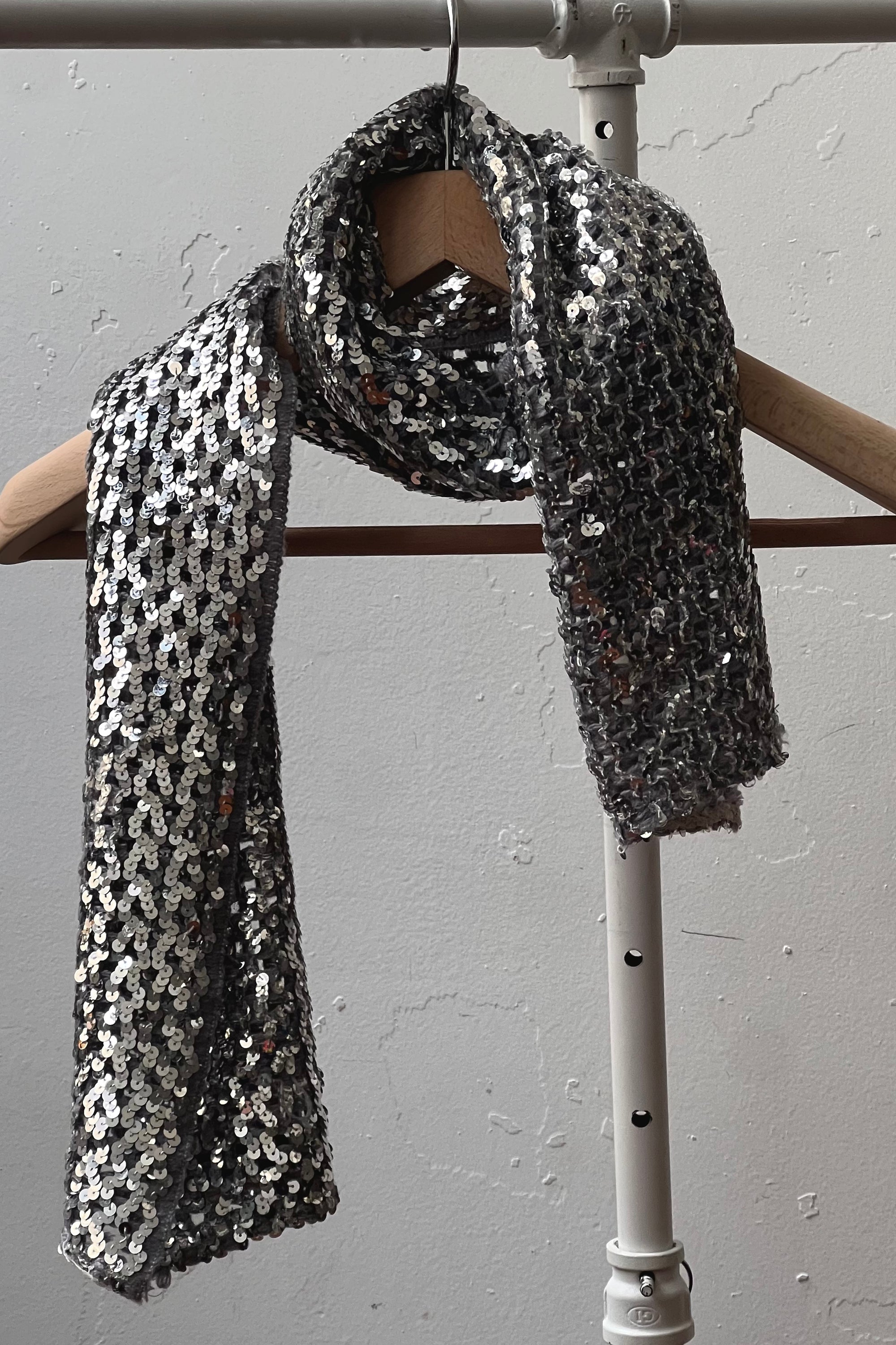 Vintage Silver Sequin Scarf Selected by Anna Corinna