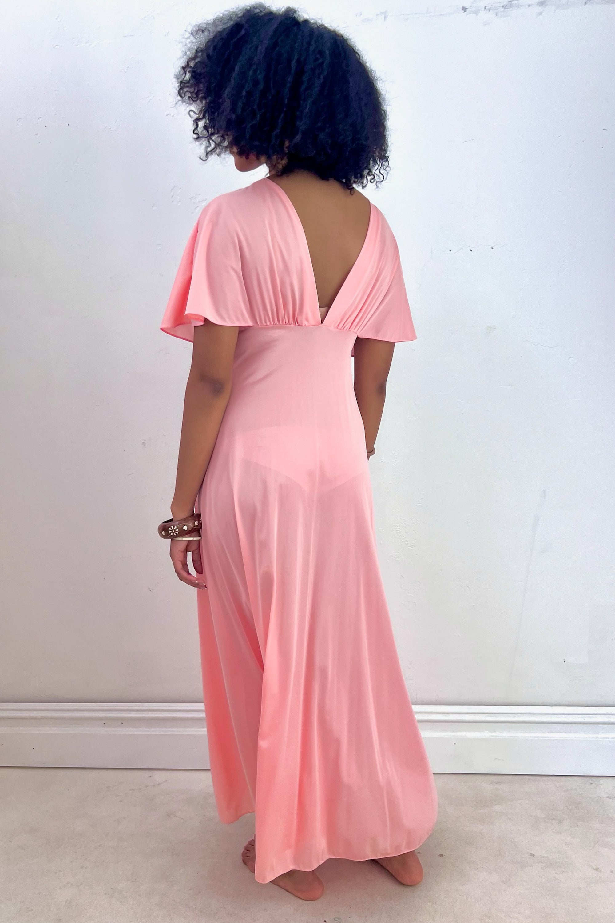 Vintage Slinky Peachy Maxi Dress