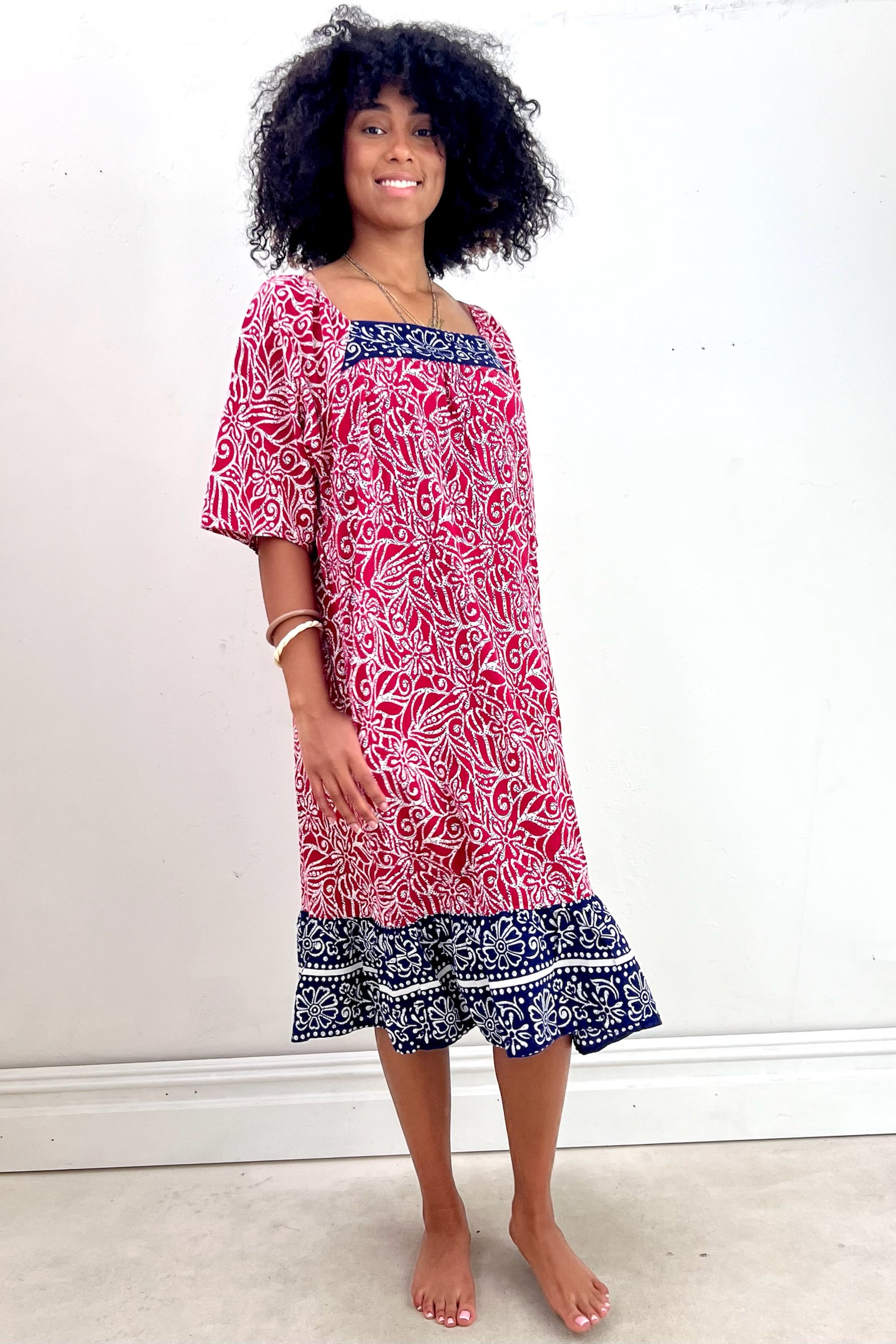 Vintage Cotton Print House Dress