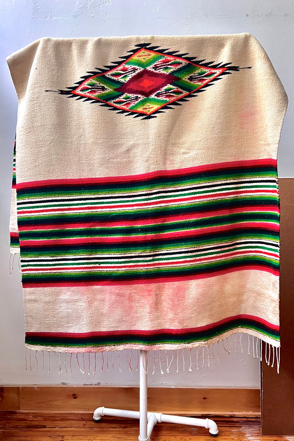 Vintage Hand Woven Wool StripesThrow or Rug, Wool