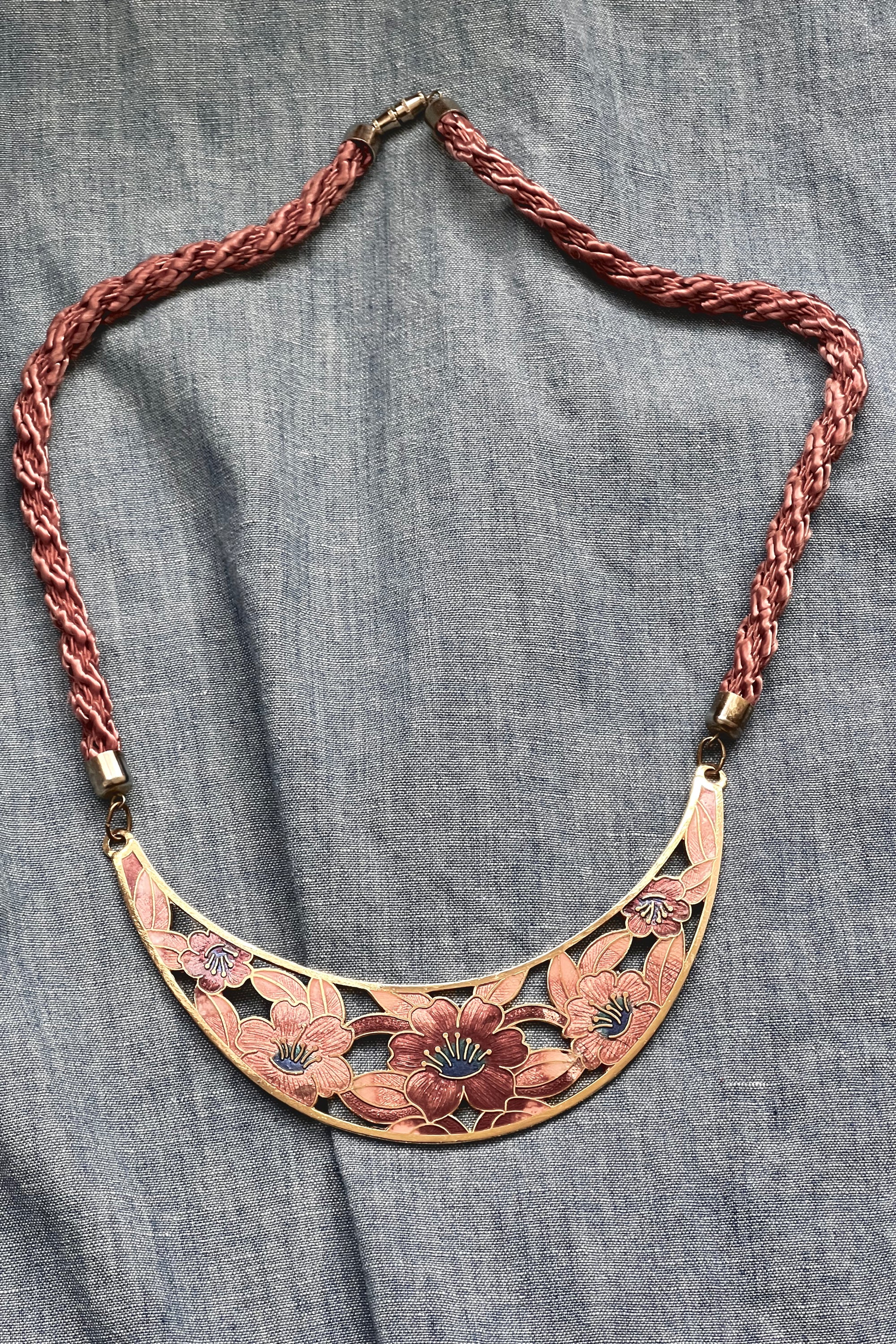 Vintage Cloisanne Flowers Necklace Selected by Anna Corinna