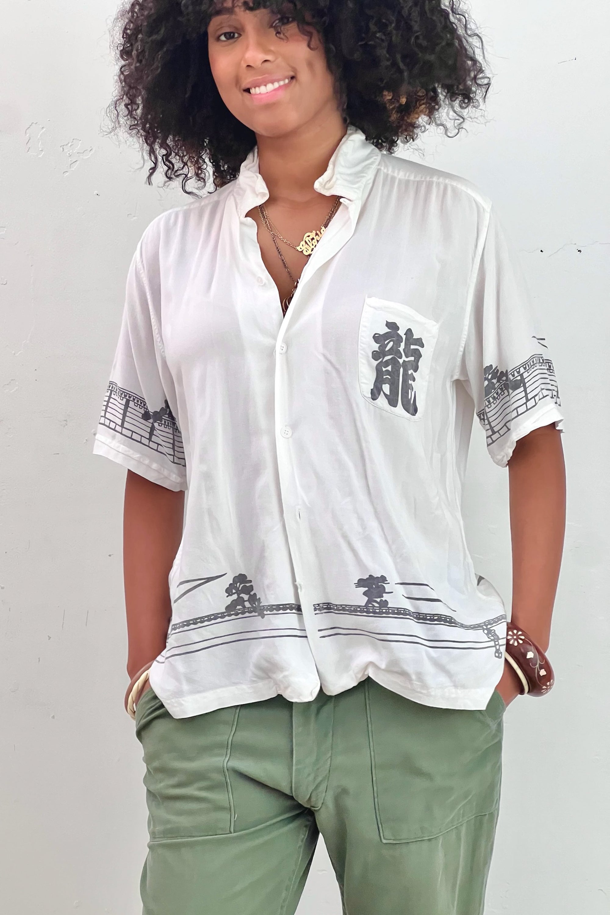 Vintage Japanese Button Down Top