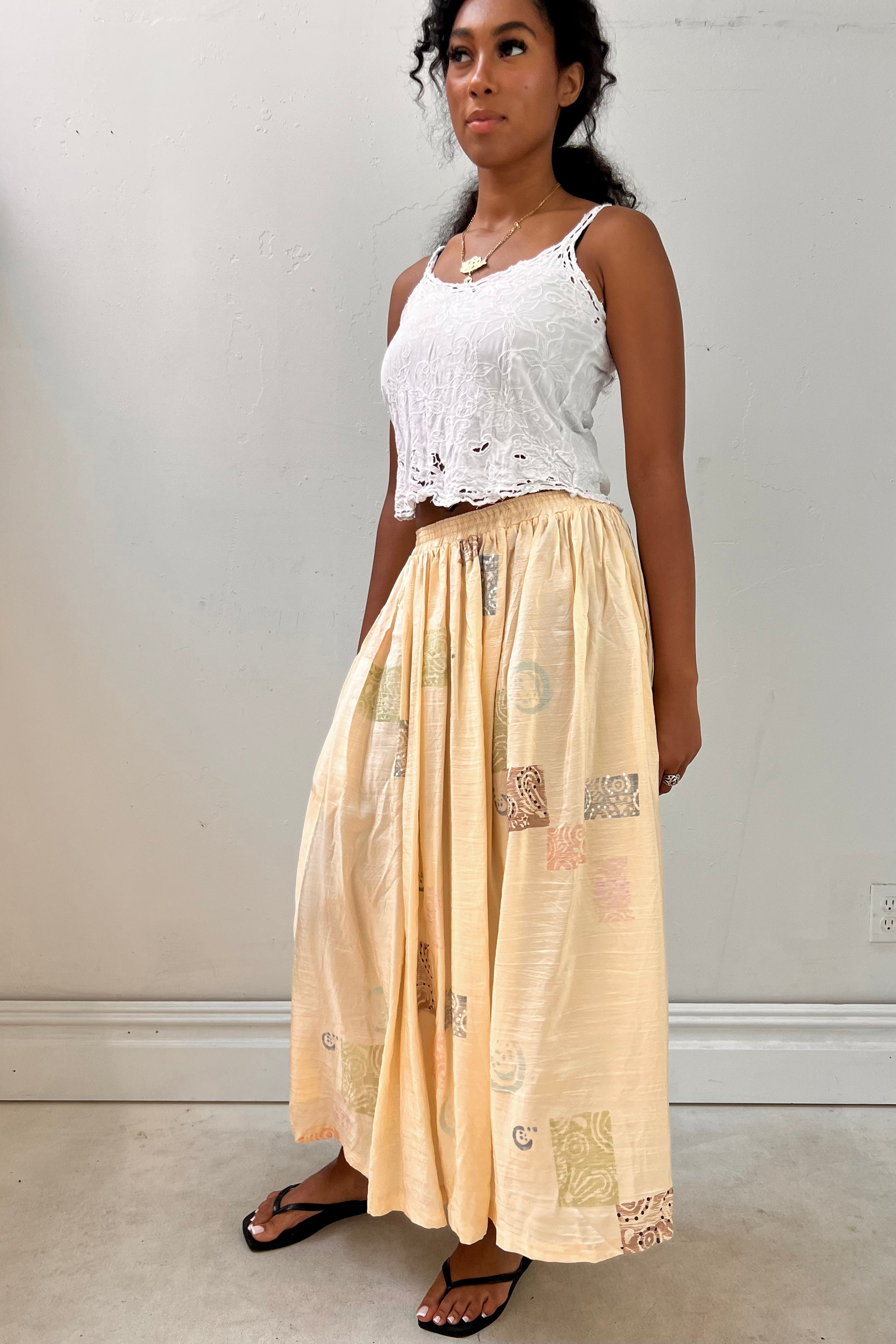 Vintage Hand Painted Silk Skirt Selected by Anna Corinna