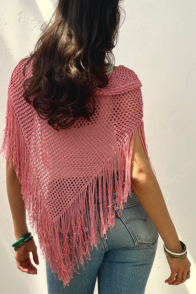 Vintage Crocheted Demi Poncho Top, view 3