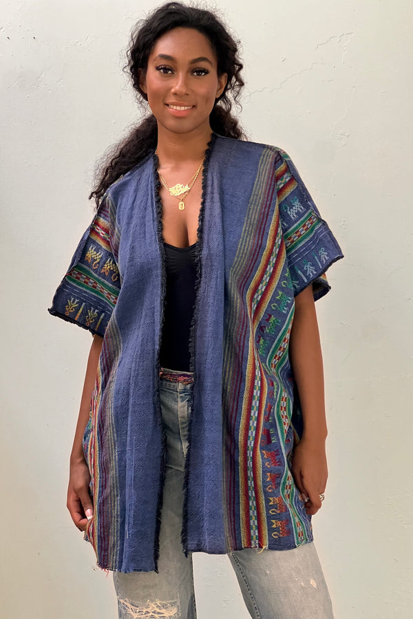 Anna Corinna Reworked Vintage Woven Baja Jacket, Cotton