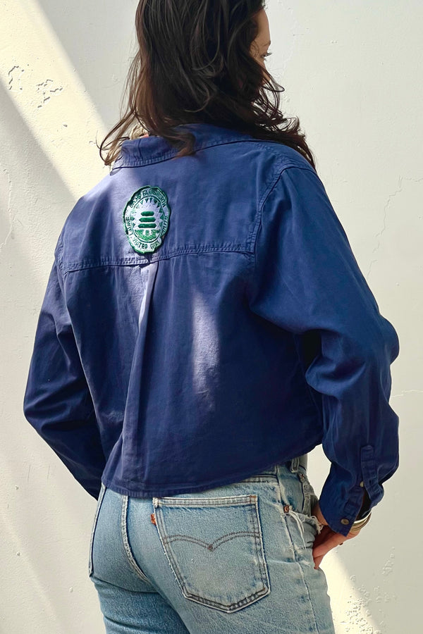 Anna Corinna Reworked Vintage Patched Crop Button Down