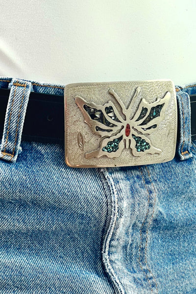 Vintage Leather and Butterfly Buckle Belt, view 2