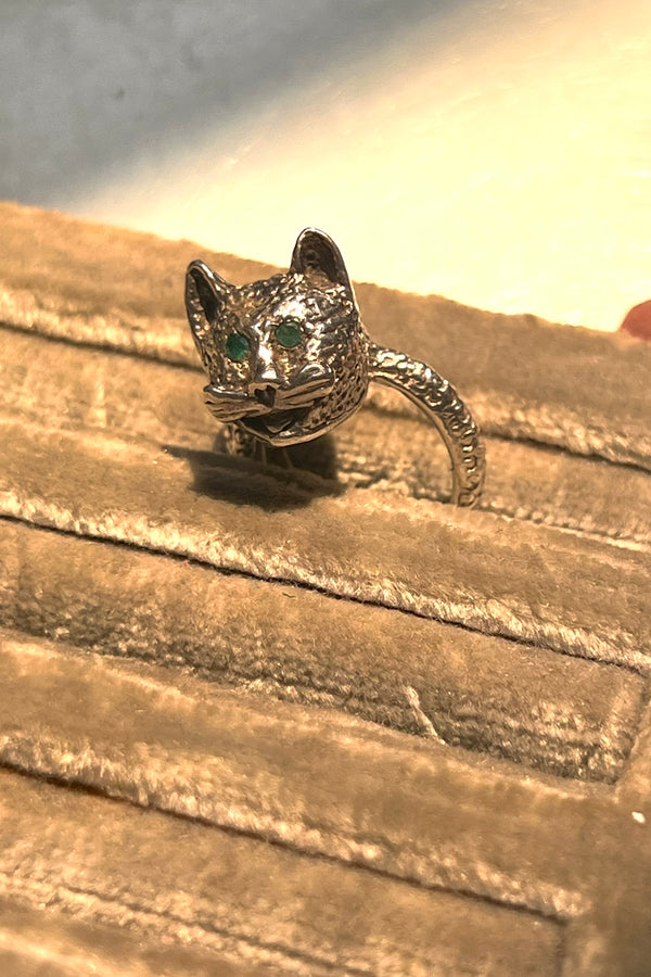 Vintage Sterling Silver Kitty Ring, Sterling Silver