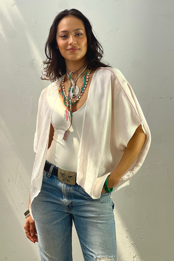 Anna Corinna Reworked Vintage Silky Blanco Jacket