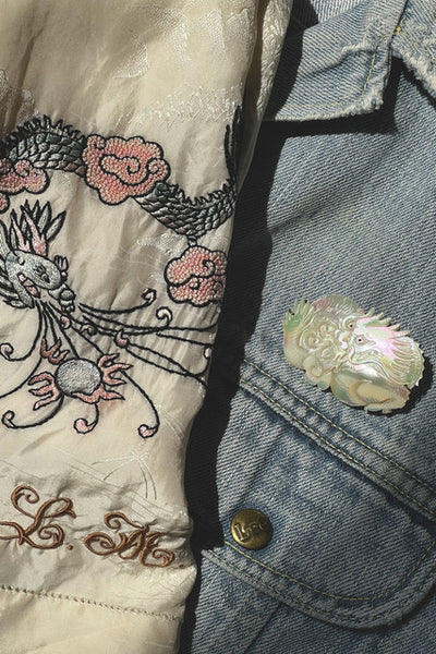Vintage Mother of Pearl Dragon Pin 1960's