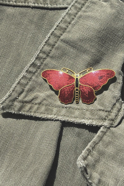 Vintage Sporrong & Co. Stockholm 1960's Red Butterfly Pin
