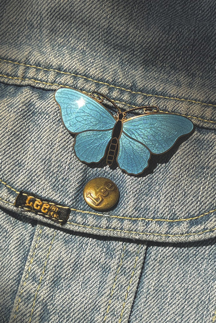 Vintage Sporrong & Co. Stockholm 1960's Turquoise Butterfly Pin