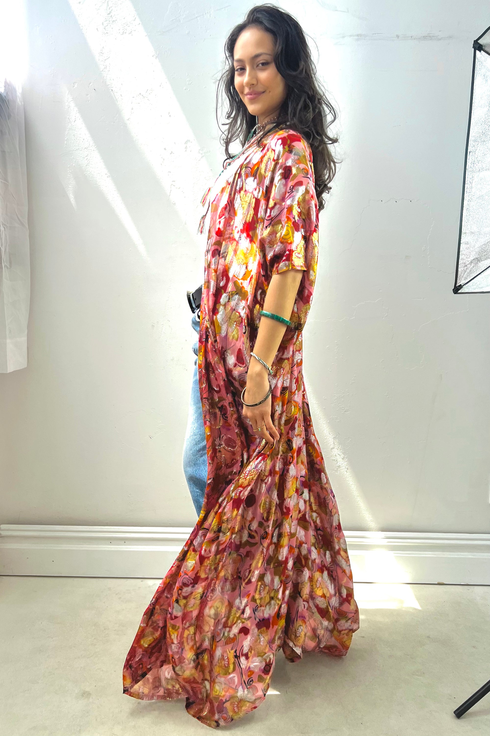 Anna Corinna Reworked Vintage Lurex Sparkle Maxi Jacket