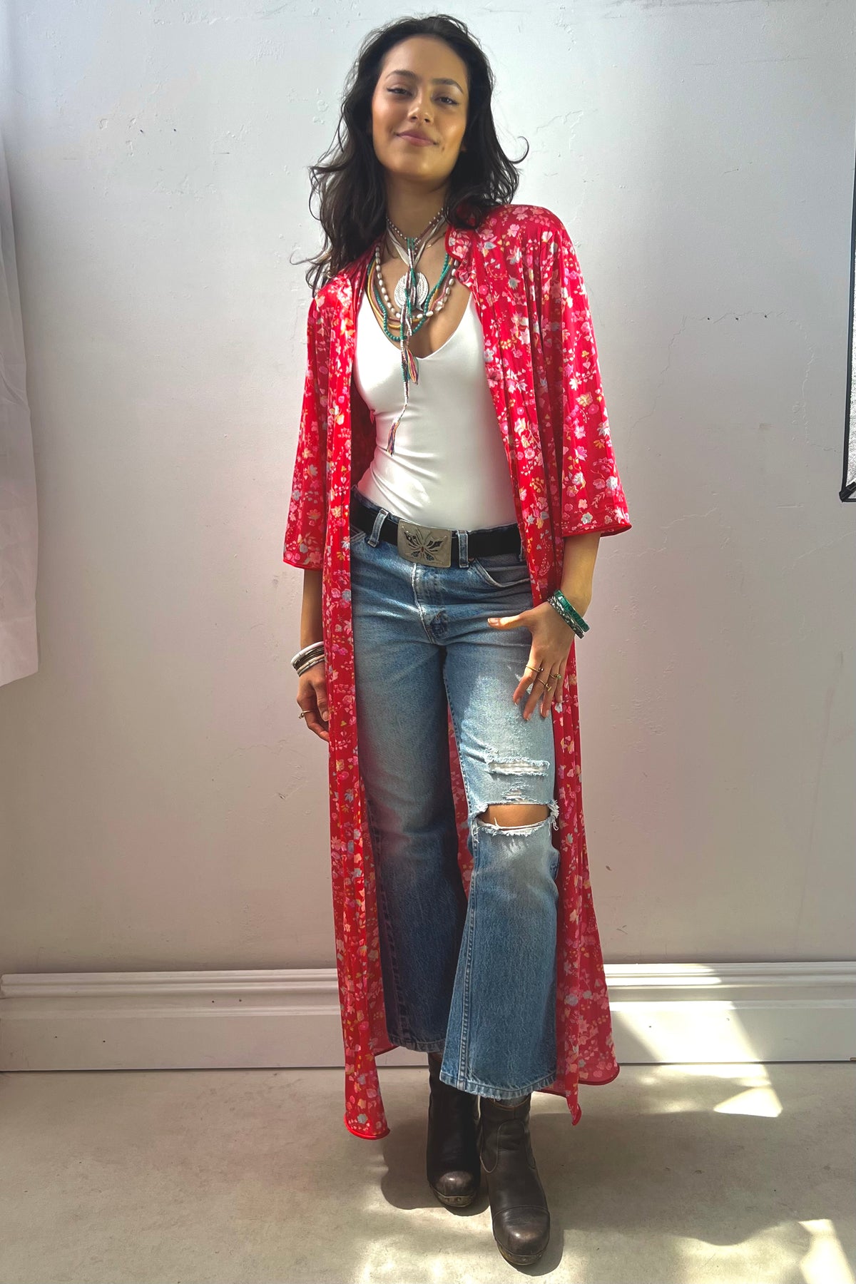 Vintage Printed Maxi Duster
