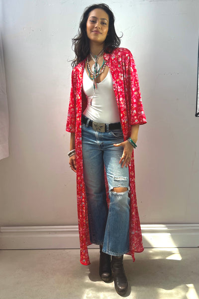 Vintage Printed Maxi Duster