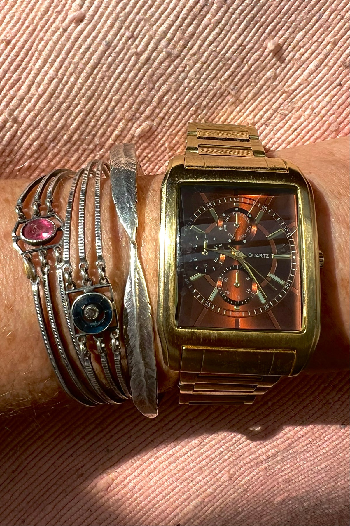 Chronograph Gold Tone 70s Quartz Watch Vintage