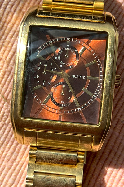 Chronograph Gold Tone 70s Quartz Watch Vintage