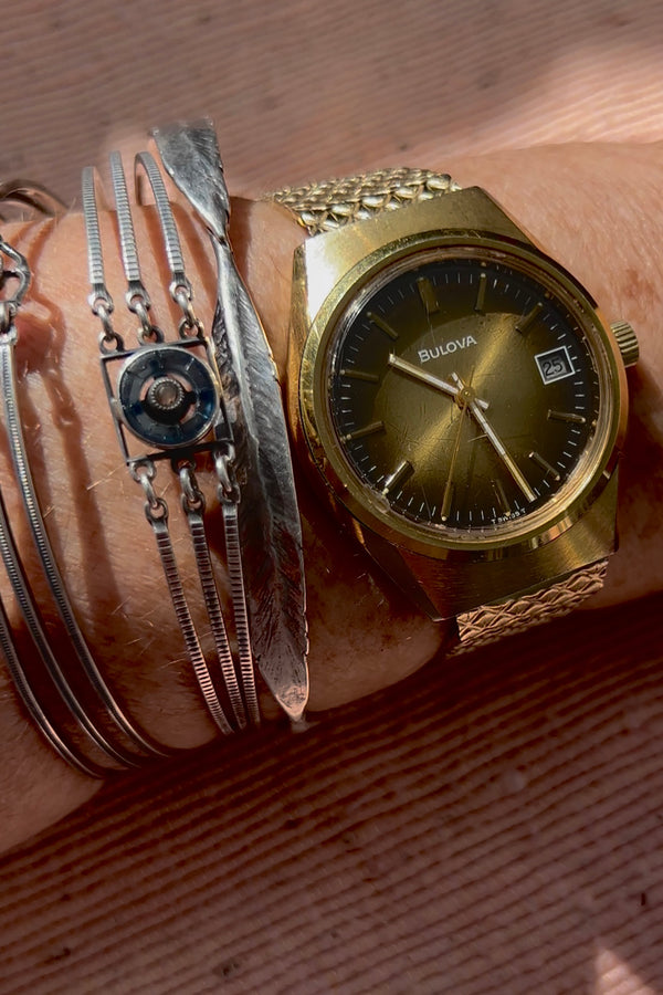Bulova Swiss 70s Sunburst Watch Vintage