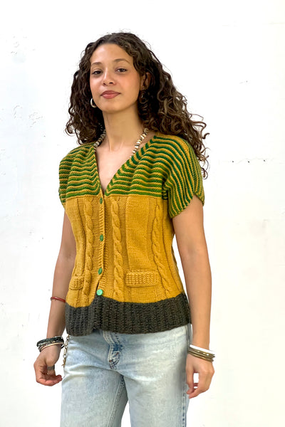 Vintage Hand Knit Sweet Sweater, Wool blend, view 2