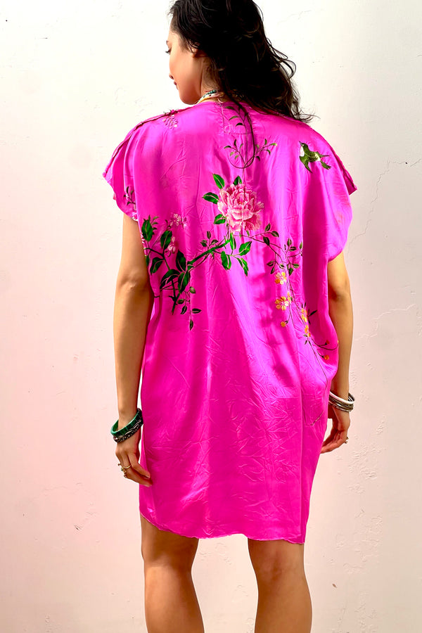 Anna Corinna Reworked Vintage Hand Embroidered Silk Smock Dress