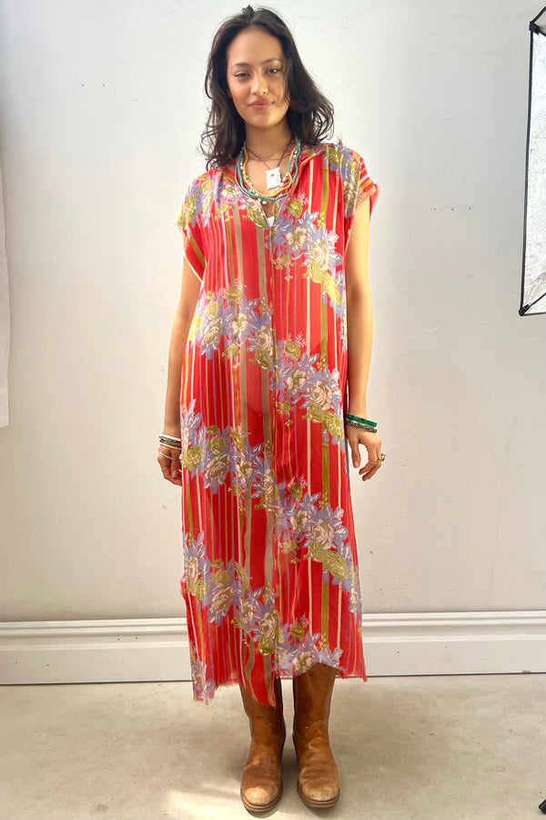 Anna Corinna Reworked Vintage Sheer Flowers Smock Dress