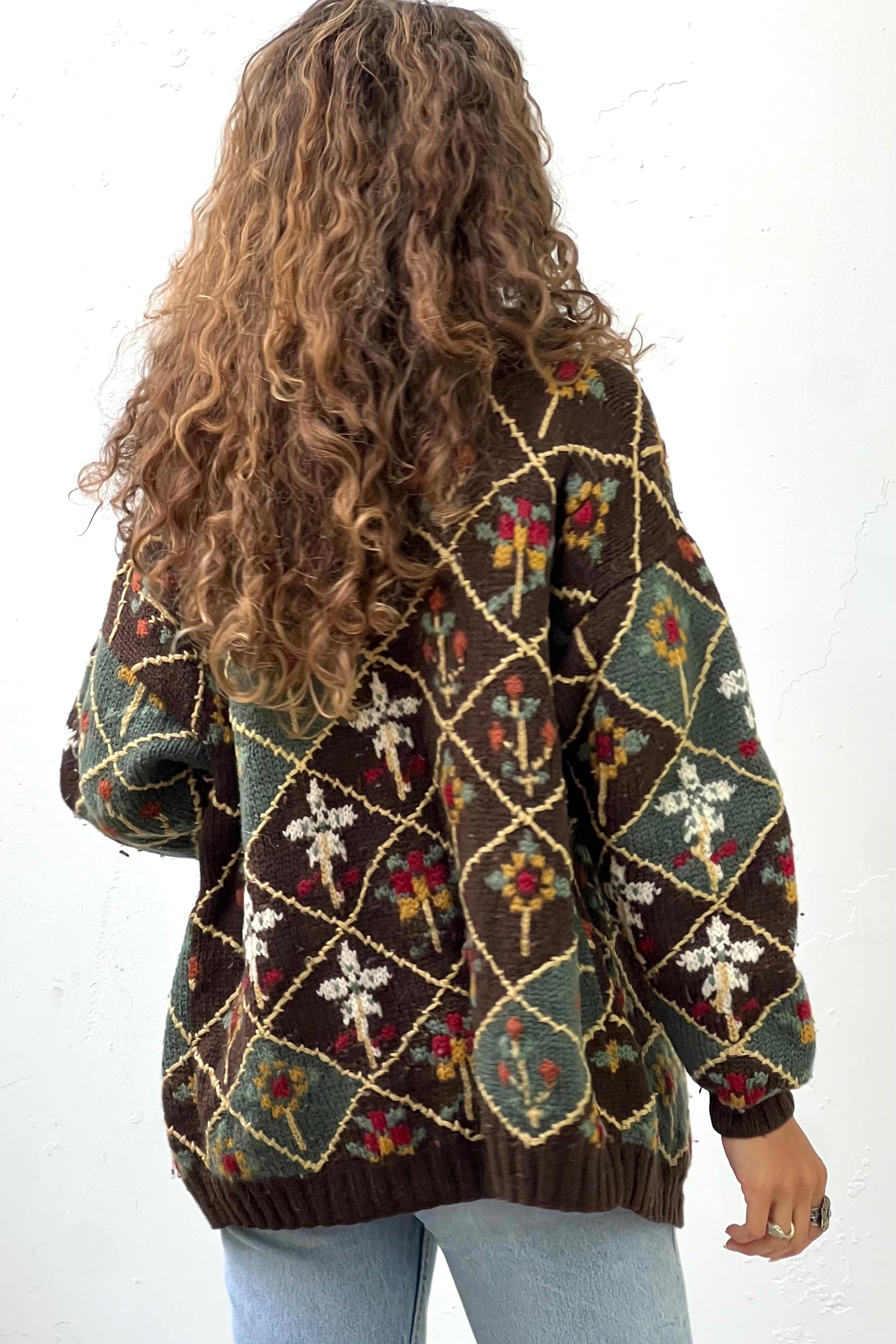 Vintage Hand Knit Wool Cardigan Sweater Selected by Anna Corinna
