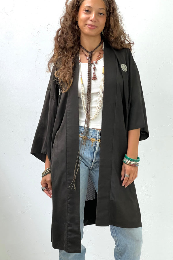 Vintage Silk Midnight Kimono, Silk