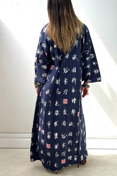 Kimono Cotton 70s Letters Vintage