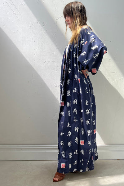 Kimono Cotton 70s Letters Vintage