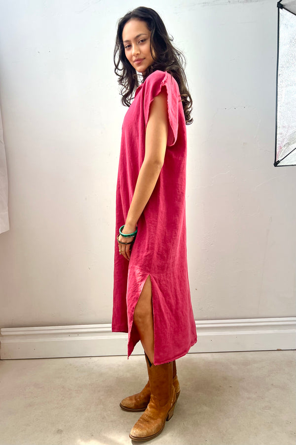 Anna Corinna Reworked Vintage Cranberry Cotton Smock Dress